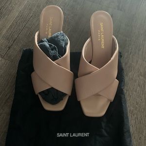 Saint Laurent Womens Beige Suede Heeled Mules Sz 36, never worn